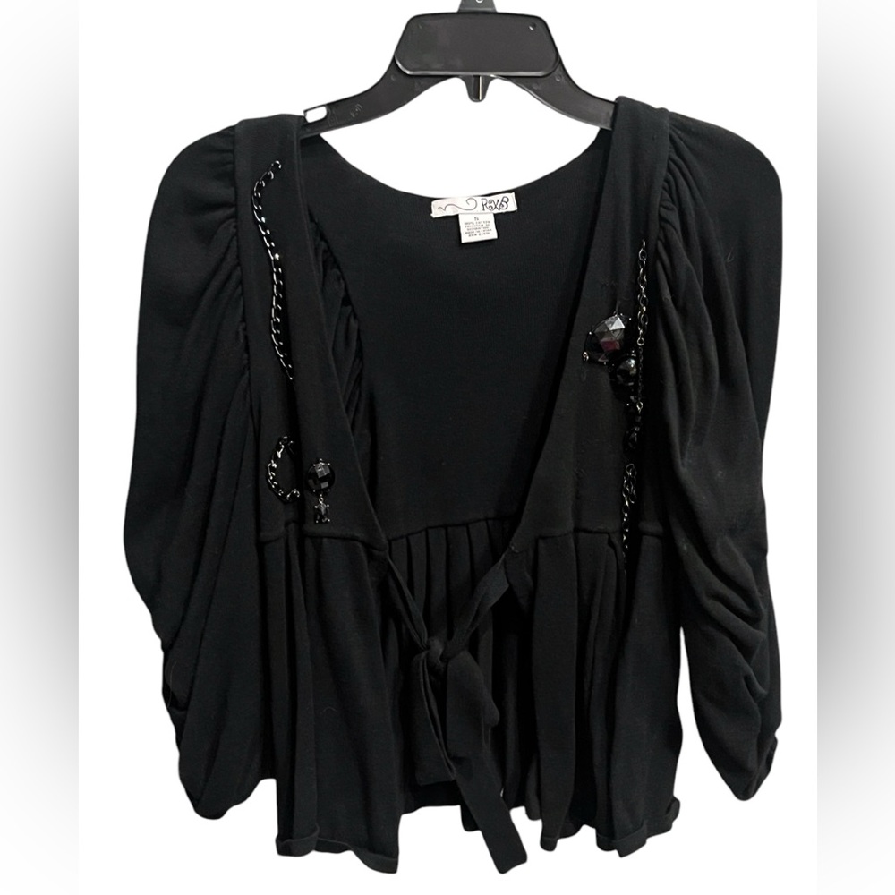 Black Cardigan Sweater with Charm Accents